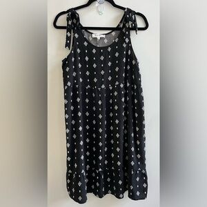 Pink Rose Black and White Patterned Dress